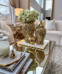 Inspire Me! Home Decor Gold Petal Textured Ginger Jars (3 Sizes)