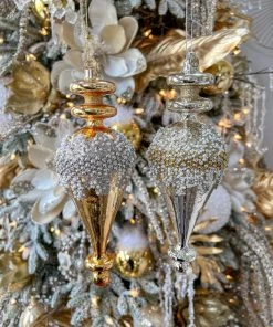 Inspire Me! Home Decor Gold Metallic Glass Finial Ornament (2 Colors)