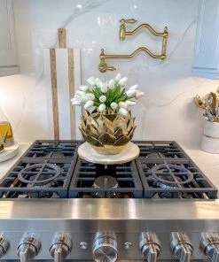 Inspire Me! Home Decor Gold Edged Round Marble Tray