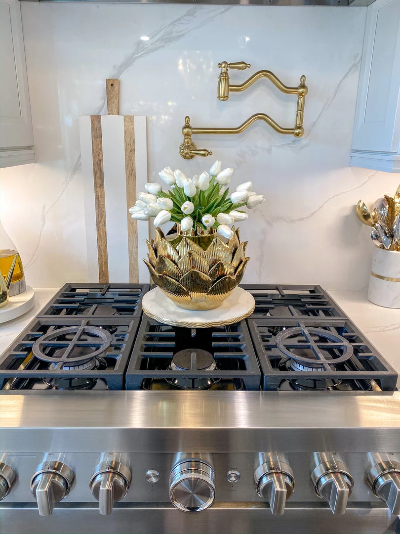 Inspire Me! Home Decor Gold Edged Round Marble Tray