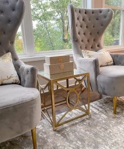 Inspire Me! Home Decor Square Mirror Top Nesting Side Tables Set Of 2