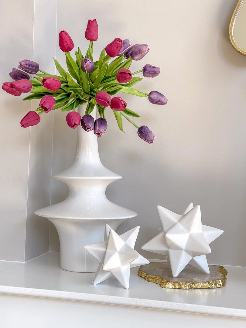 Inspire Me! Home Decor White 12 Point Star Sculptures (2 Sizes)
