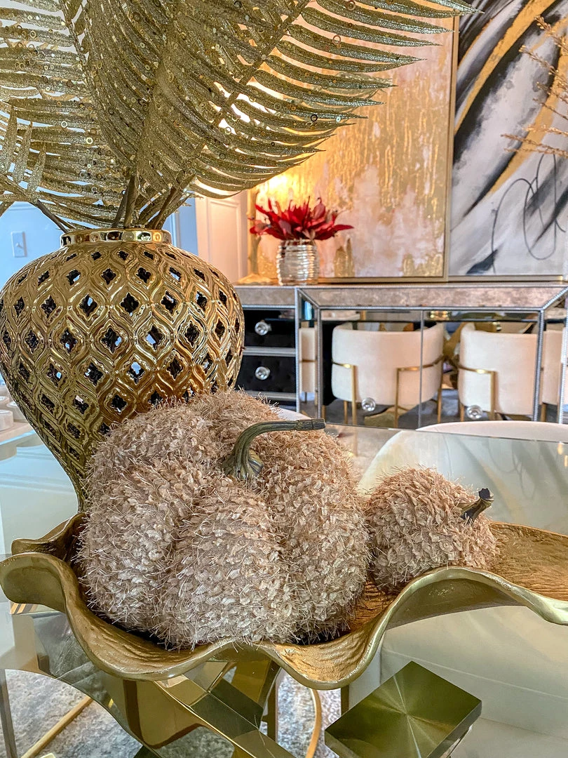 Inspire Me! Home Decor SEASONAL Beige Fringe Pumpkin (3 Sizes)