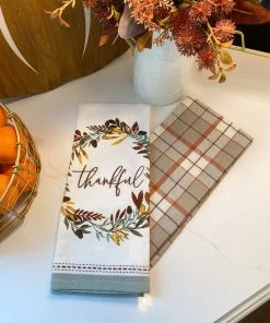 Inspire Me! Home Decor "Thankful" Plaid Kitchen Towels