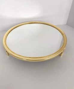 Inspire Me! Home Decor Gold Circle Mirror Tray W/ Circle Feet