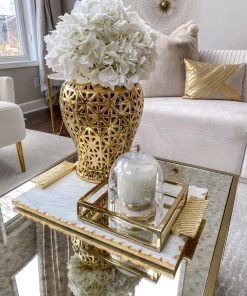 Inspire Me! Home Decor Gold Pierced Pattern Ginger Jar