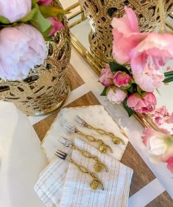 Inspire Me! Home Decor Silver And Gold Flower Handle Dessert Forks Set Of 4