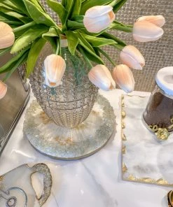 Inspire Me! Home Decor Round White Resin Tray/Trivet