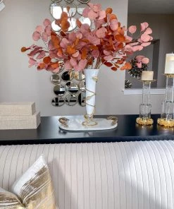 Inspire Me! Home Decor Floral Stems Beige Pink Flat Eucalyptus Stem