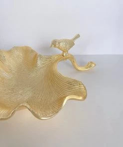 Inspire Me! Home Decor Large Gold Leaf Bowl W/ Bird