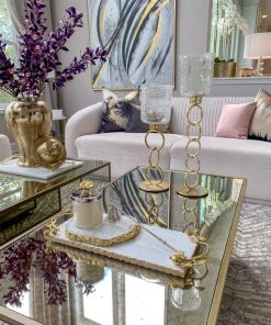 Inspire Me! Home Decor Crackled Glass Link Standing Candle Holder (2 Sizes)