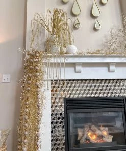 Inspire Me! Home Decor Glittered Ball Garland Silver