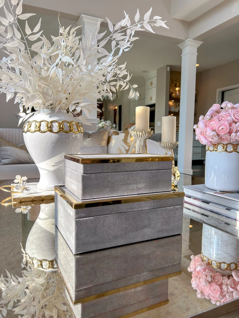 Inspire Me! Home Decor Faux Leather Box Set With Gold Edge Detail (Set Of 2)