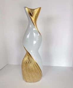 Inspire Me! Home Decor Gold And White Twisted Vase (2 Sizes)