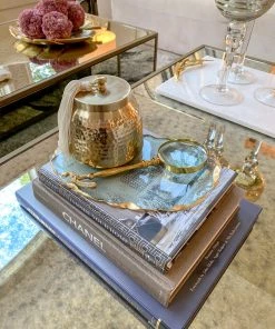 Inspire Me! Home Decor Crystal Oval Tray With Gold Edge
