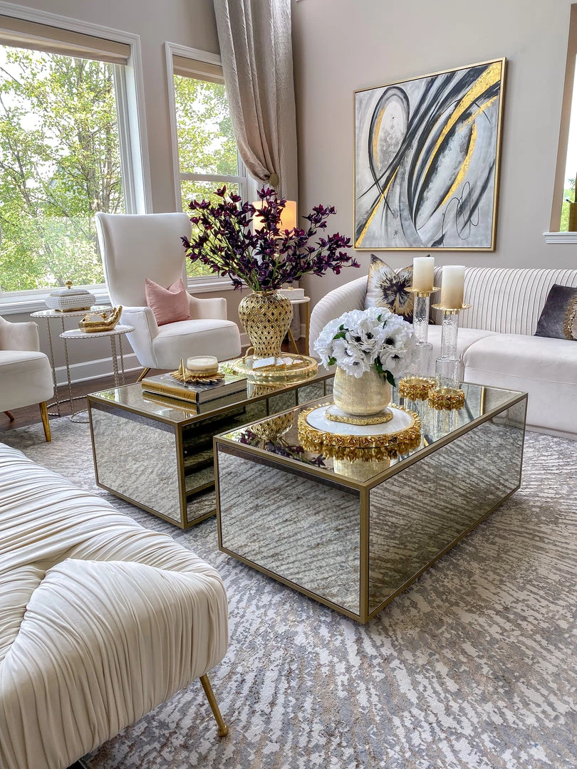 Inspire Me! Home Decor Round Marble Tray With Gold Floral Edge