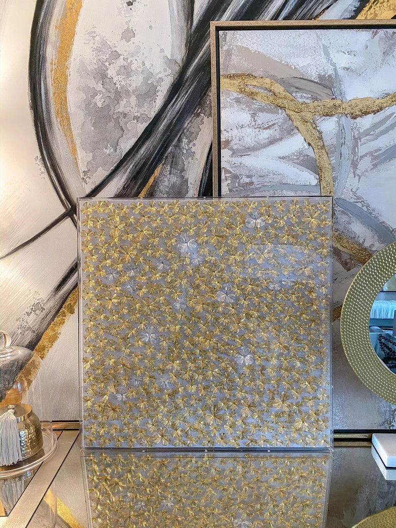 Inspire Me! Home Decor Gold And Silver Metal Flower Field Wall Art