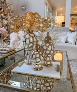 Inspire Me! Home Decor Gold & White Ginger Jar (3 Sizes)