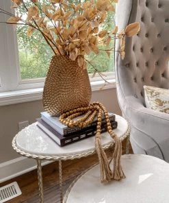 Inspire Me! Home Decor Gold Beaded Garland With Rope Tassel Ends