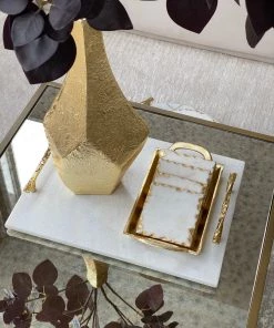 Inspire Me! Home Decor Marble Coasters W/ Gold Trim And Tray Set