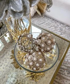 Inspire Me! Home Decor Gold Large Metallic Pearl Ornament/Orb