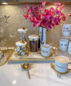 Inspire Me! Home Decor Gold Or Silver Canisters With Floral Lotus Lid (2 Colors)