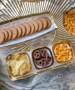 Inspire Me! Home Decor 3 Square Snack Bowls W/Tray Set Gold