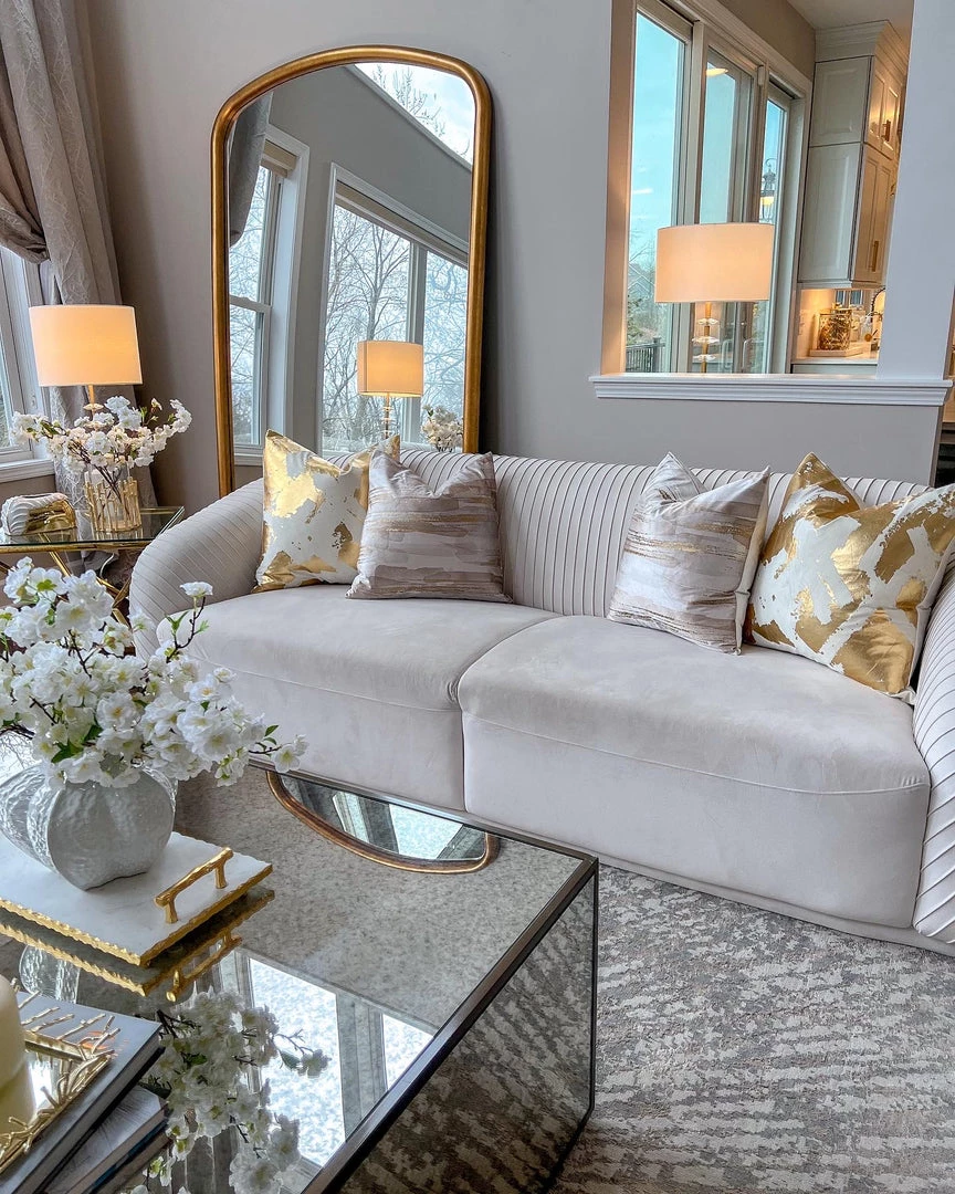 Cloud9d PILLOWS, RUGS, & THROWS Elise Ivory And Gold Pillow - 20" X 20"