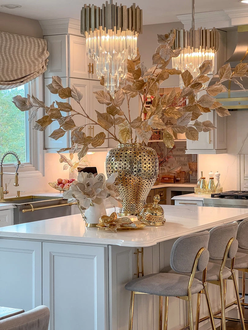 Inspire Me! Home Decor White Ceramic Pitcher With Gold Leaf Handle And Base