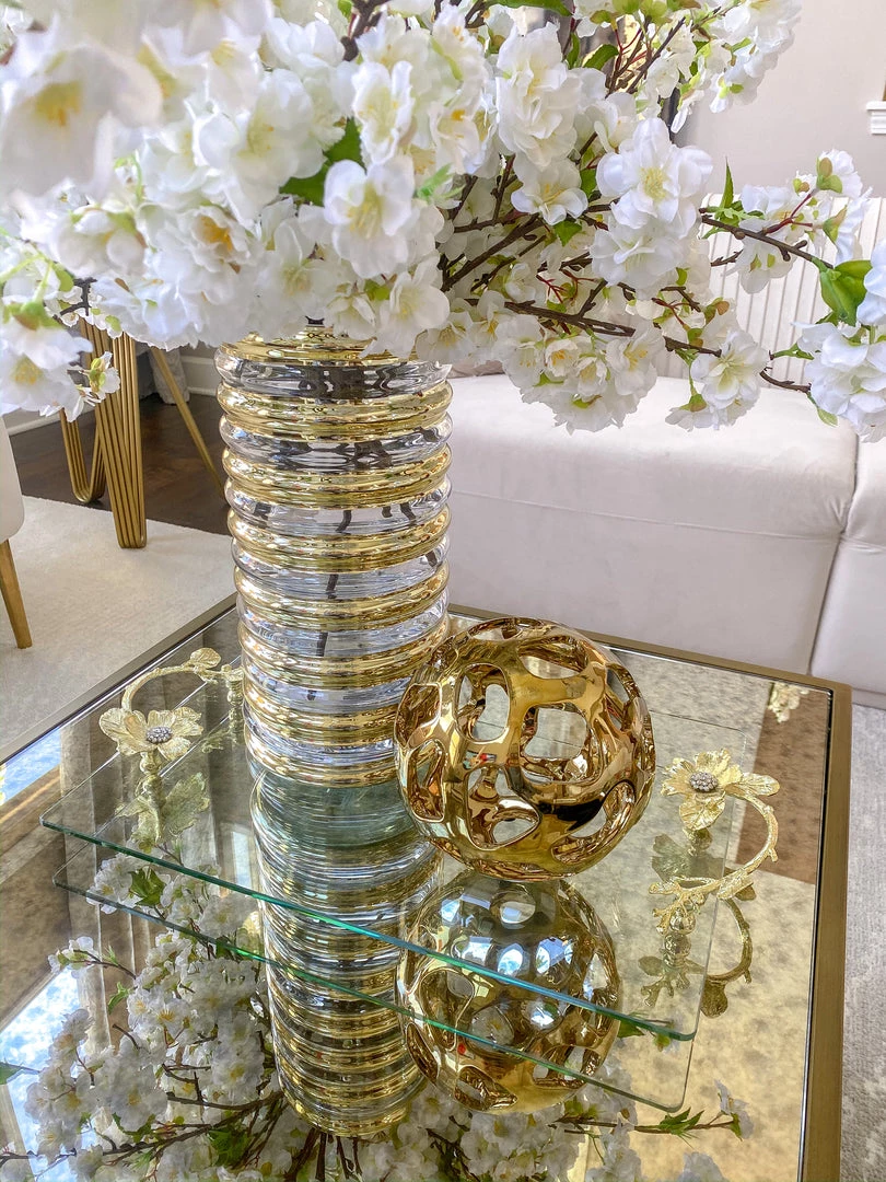 Inspire Me! Home Decor Gold Ribbed Glass Vase (2 Sizes)