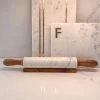 Inspire Me! Home Decor Marble & Acacia Wood Rolling Pin With Rest KITCHEN