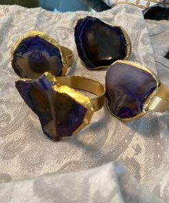 Inspire Me! Home Decor Set Of 4 Agate Napkin Rings (2 Colors)