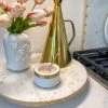 Inspire Me! Home Decor Marble Spice Bowl W/ Gold Rim And Gold Spoon