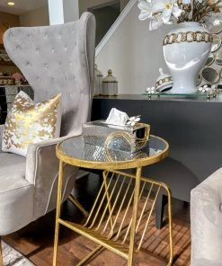 Inspire Me! Home Decor Silver Tissue Box Cover With White Jeweled Flower Details