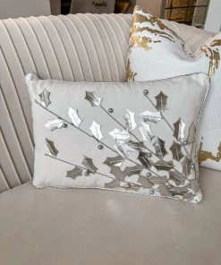 Inspire Me! Home Decor Gold Poinsettia Branch Pillow (2 Colors)