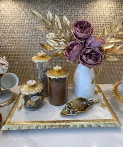 Inspire Me! Home Decor Glass Canister With Metal Floral Lid (3 Sizes) (2 Colors)