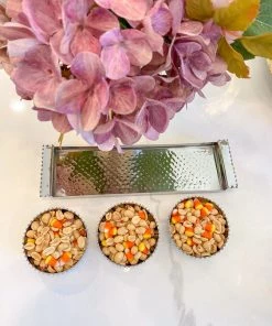 Inspire Me! Home Decor Beaded Silver Triple Bowl Snack Dish With Tray