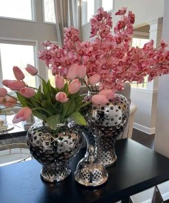 Inspire Me! Home Decor Silver Pierced Patterned Ginger Jar Pierced (2 Sizes)