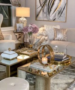 Inspire Me! Home Decor Cream Studded Box W/ Gold Detailing