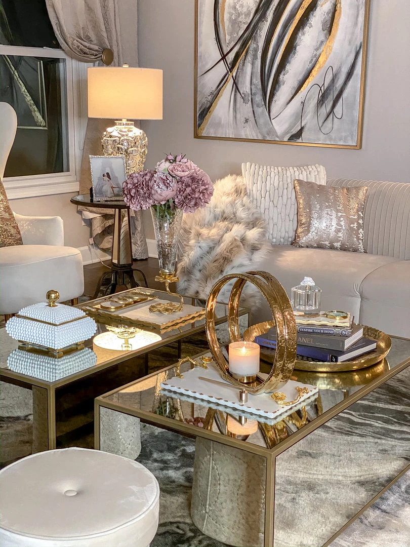 Inspire Me! Home Decor Cream Studded Box W/ Gold Detailing