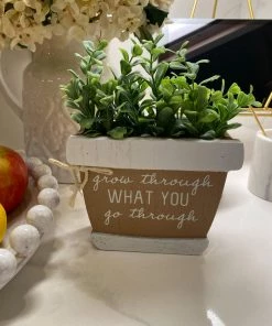 Inspire Me! Home Decor Faux Foliage Potted Inspirational Sign (3 Styles)