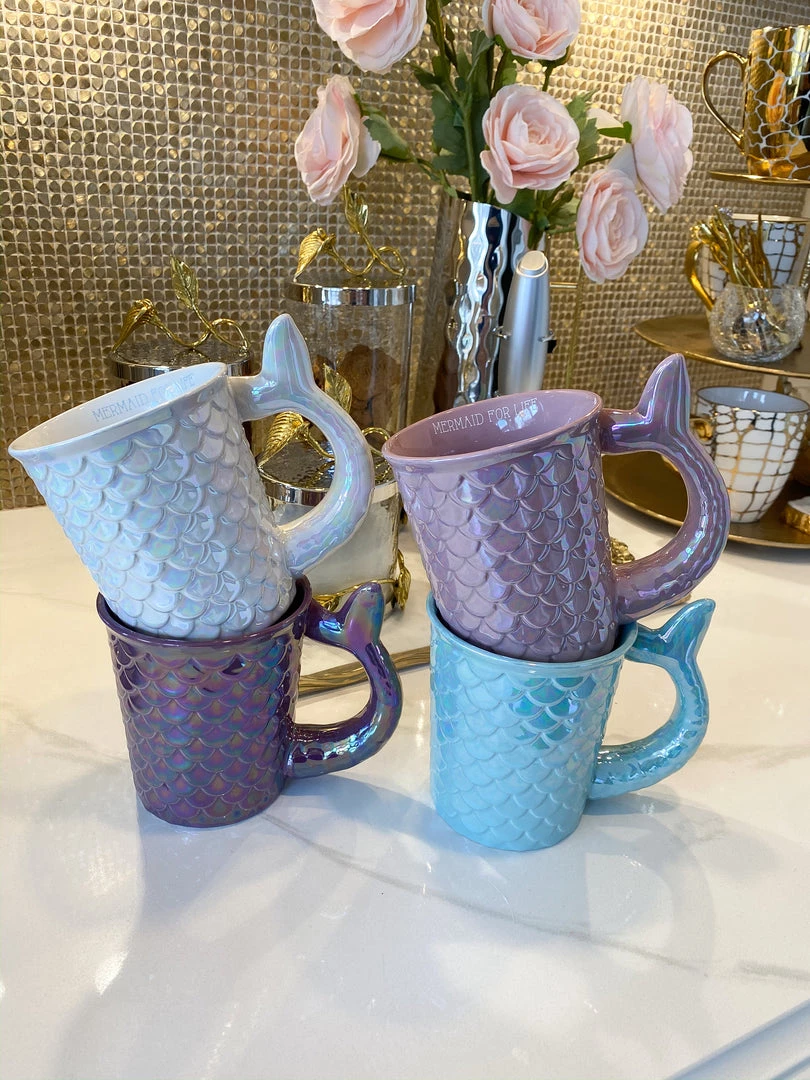 Inspire Me! Home Decor Set Of 4 Mermaid Mugs KITCHEN