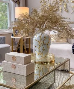 Inspire Me! Home Decor White Vase With Gold Floral Detail (2 Sizes)