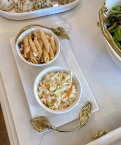 Inspire Me! Home Decor White Ceramic Tray With Serving Bowls And Gold Leaf