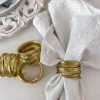 Inspire Me! Home Decor Gold Crumpled Leaf Napkin Rings (Set Of 4)