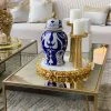 Inspire Me! Home Decor Blue And White Ceramic Ginger Jar With Gold Details