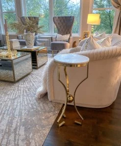 Inspire Me! Home Decor Marble Size Table With Gold Base