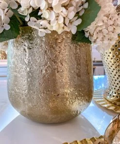 Inspire Me! Home Decor Oversized Gold Metal Hammered Planter