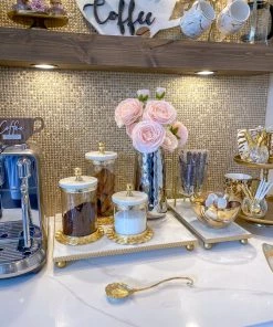 Inspire Me! Home Decor Gold Ripple Canister W/ Marble Lid (3 Sizes)