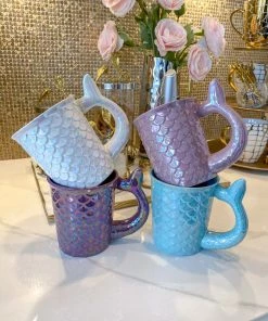 Inspire Me! Home Decor Set Of 4 Mermaid Mugs KITCHEN